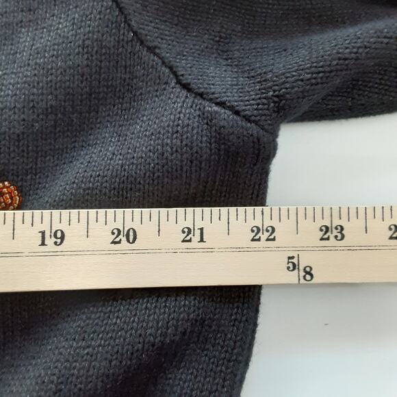 Vintage 90s Cat Cardigan Sweater Black Button Up Embroidered Women L Art to Wear - Picture 9 of 11